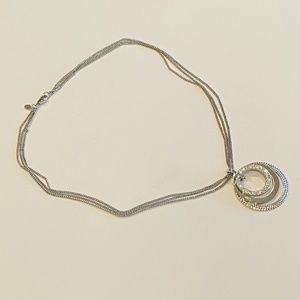 Triple strand silver necklace with Triple circle pendant